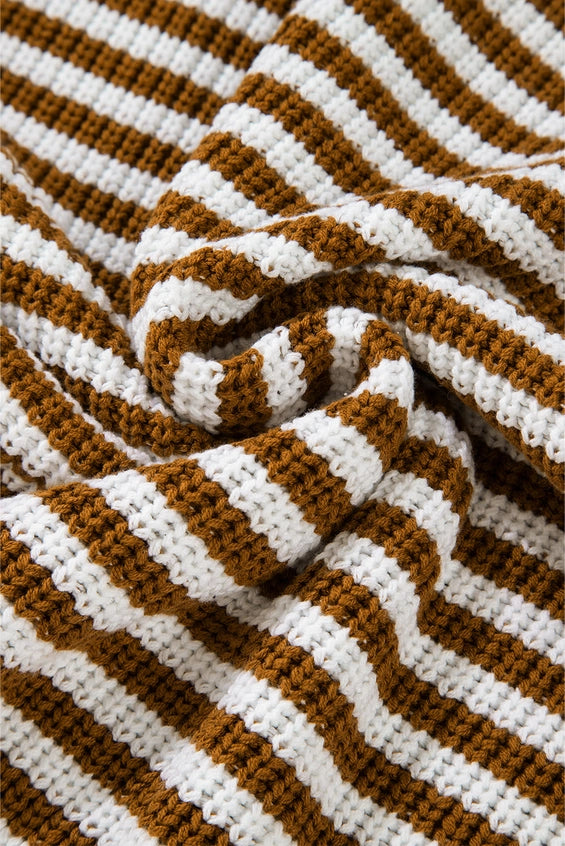[Pre-Order!] Ari Half Zip Drop Shoulder Striped Sweater [Shipping 10/1]