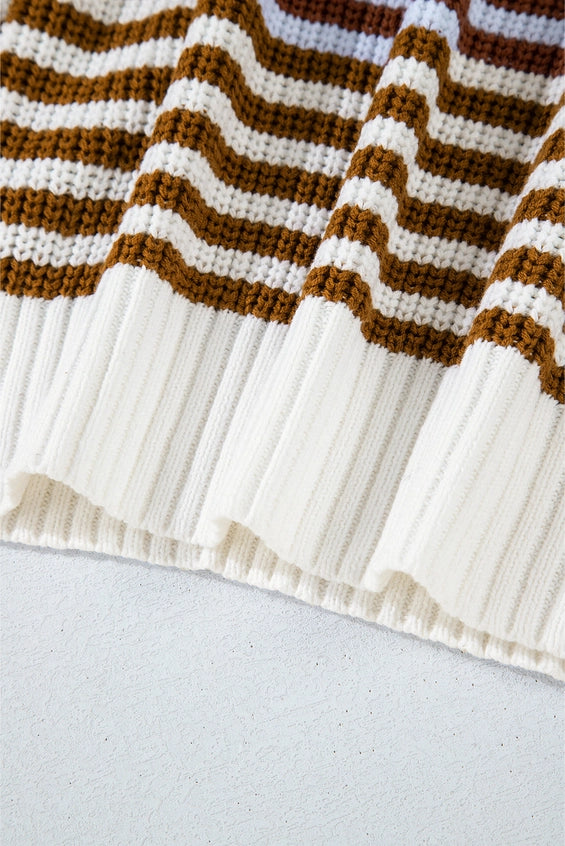 [Pre-Order!] Ari Half Zip Drop Shoulder Striped Sweater [Shipping 10/1]