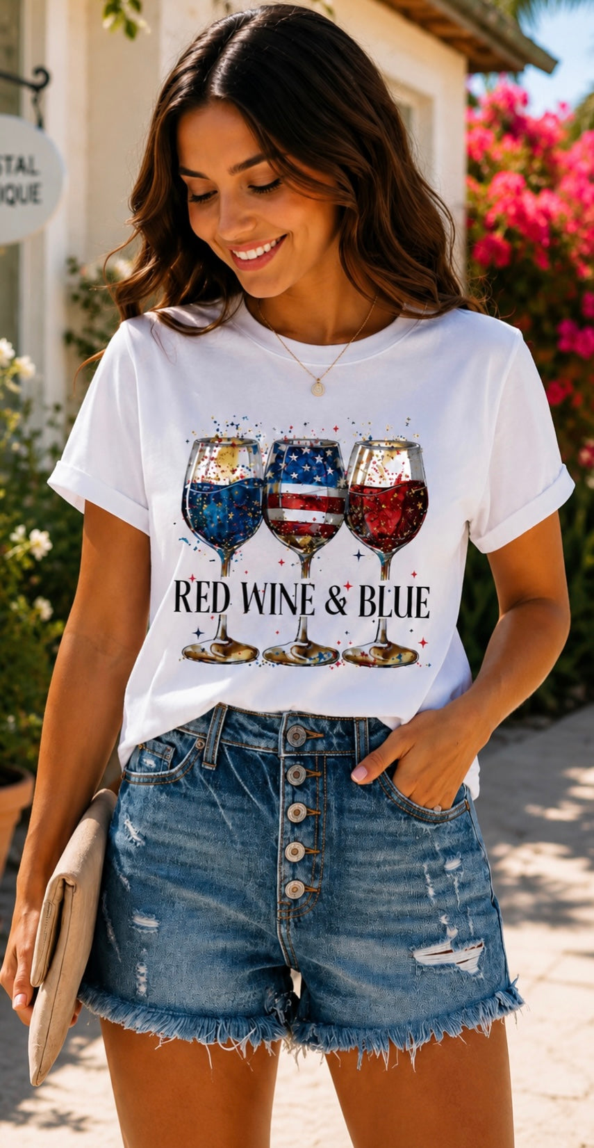 Short Sleeve Red, Wine & Blue Tee