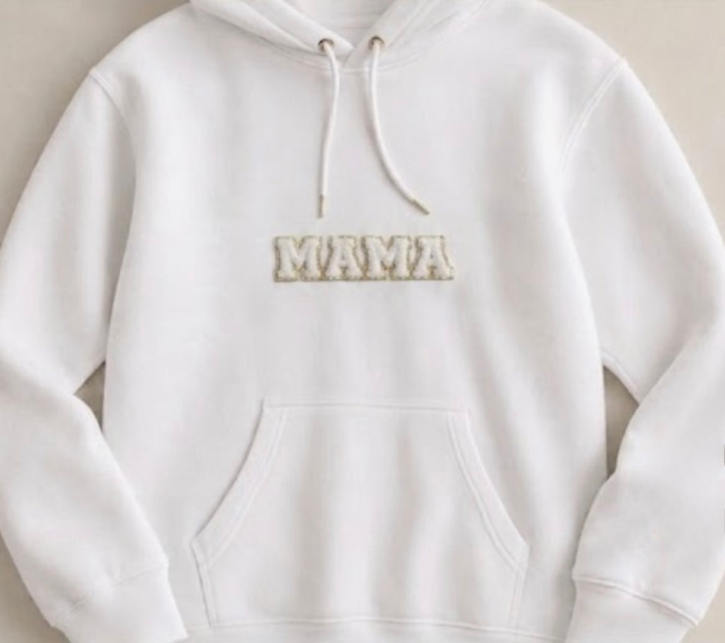 Mama Hoodie w/White Heart on Sleeve