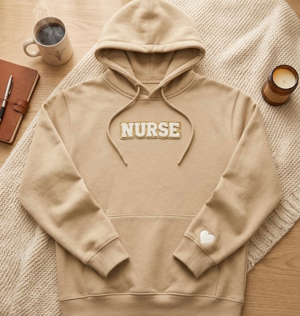 Nurse Hoodie w/White Heart on Sleeve