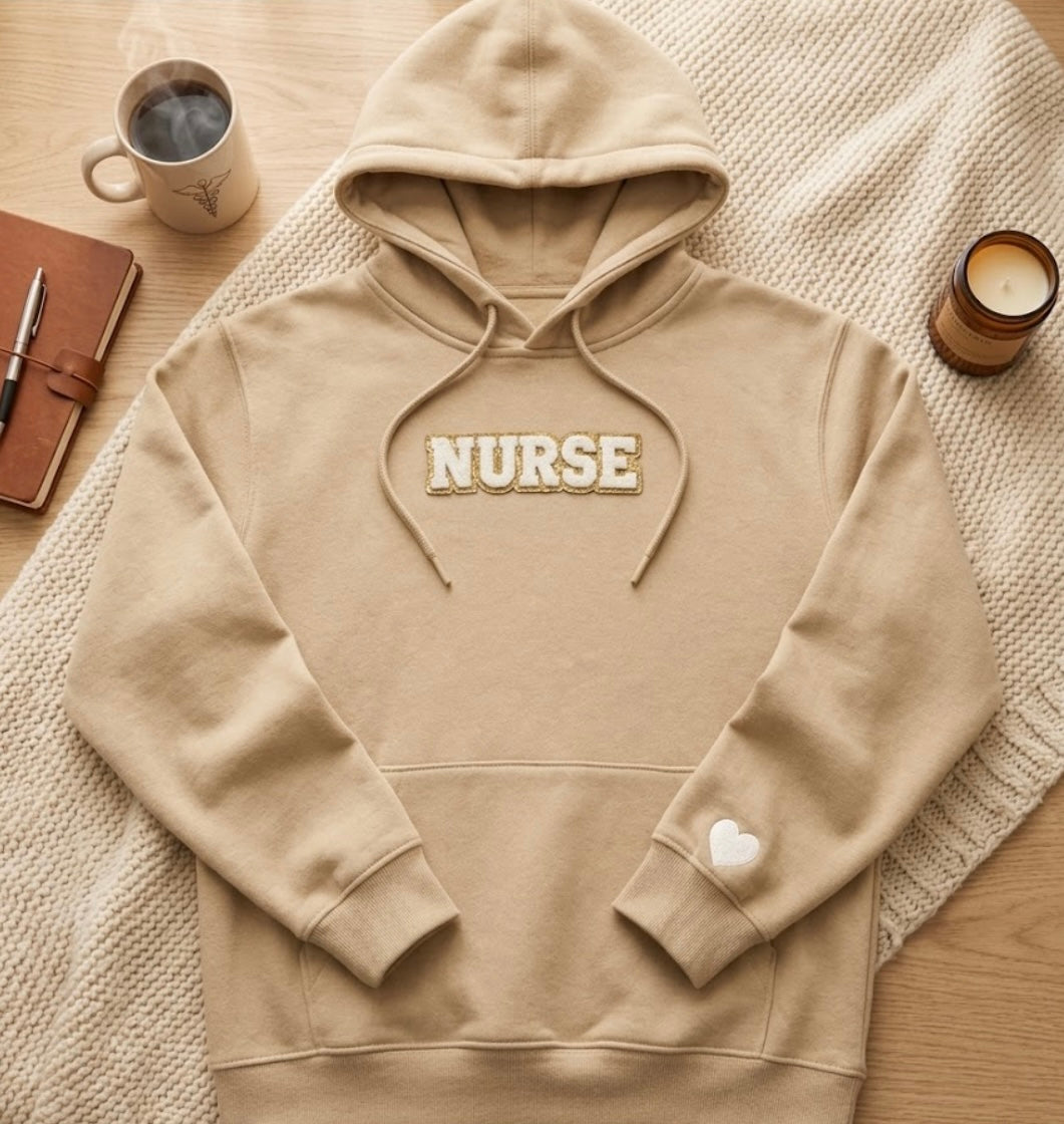 Nurse Hoodie w/White Heart on Sleeve