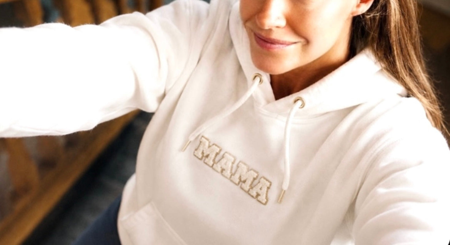 Mama Hoodie w/White Heart on Sleeve