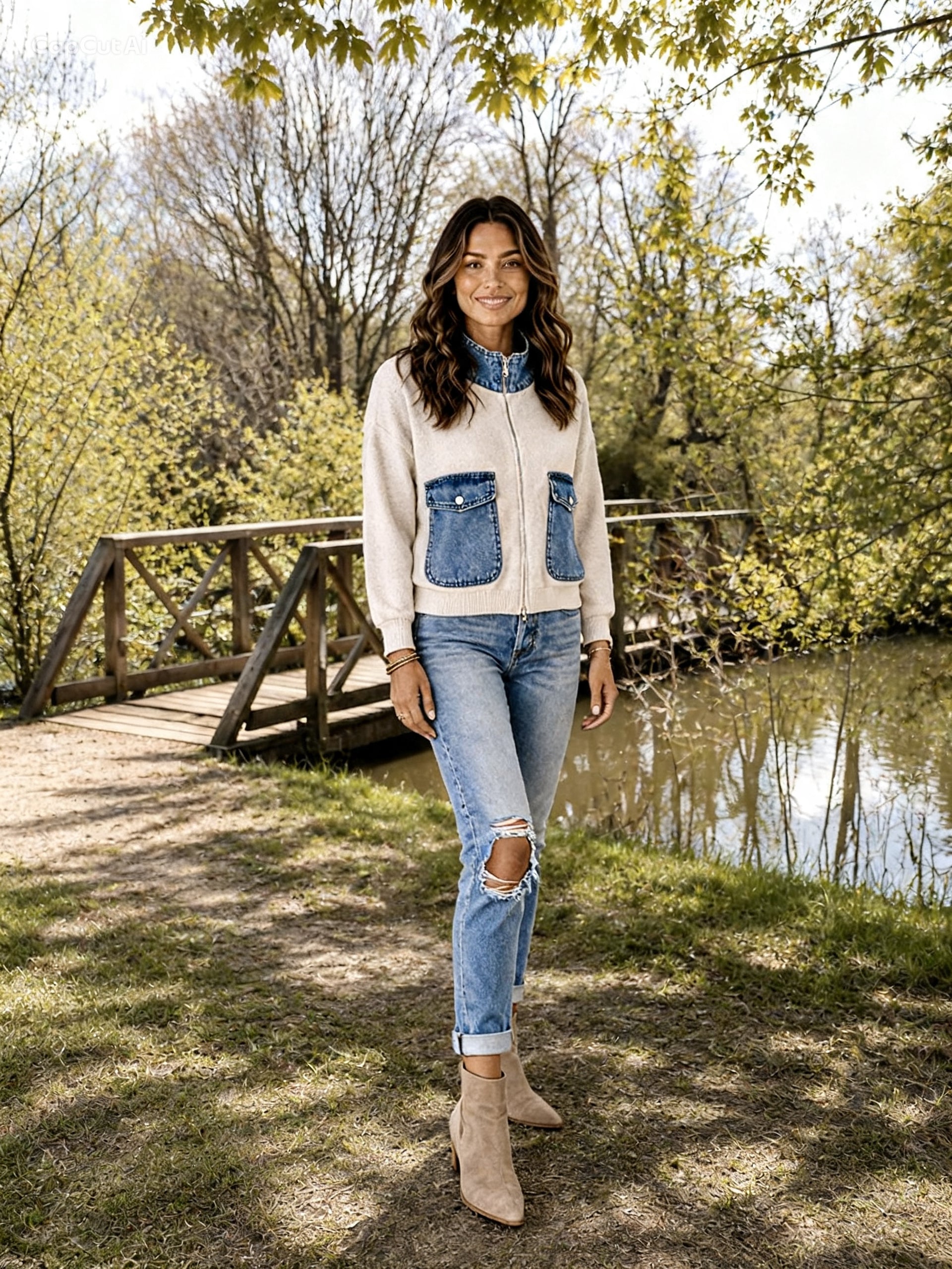 Micah Denim Trim Sweater Jacket