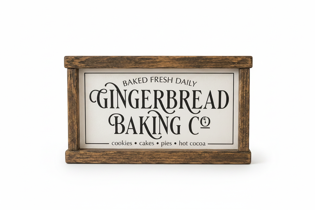 Gingerbread Baking Co Sign on White Background