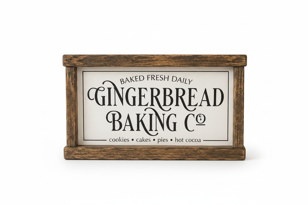 Gingerbread Baking Co Sign on White Background