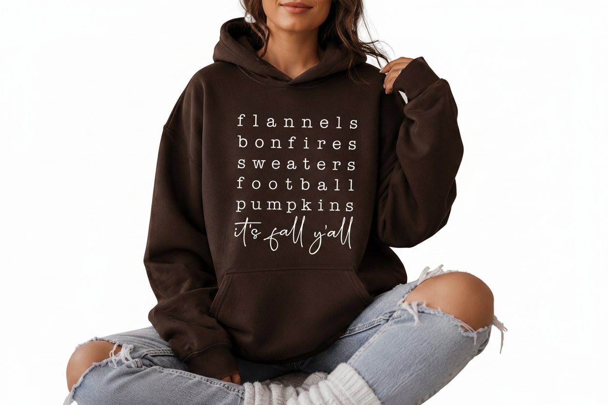 It's Fall Y'all Hoodie on White Background