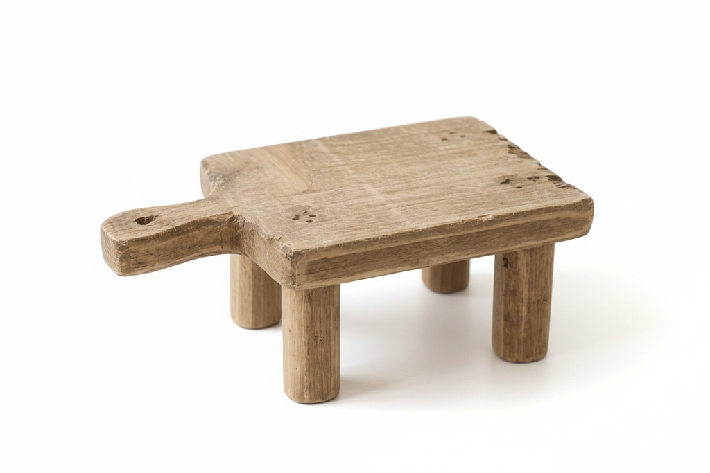 Rustic Wood Stand on White Background